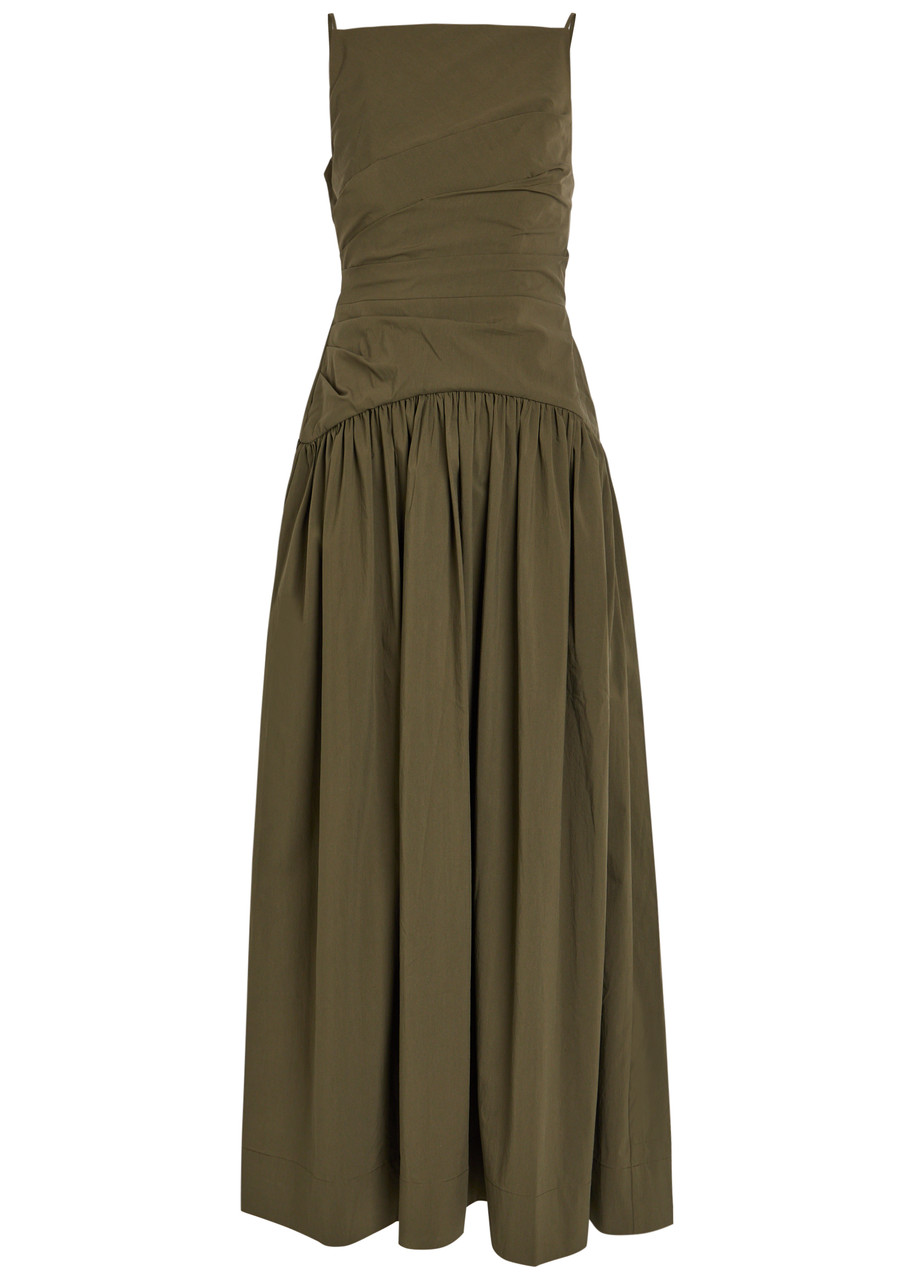 Campbell Ruched Cotton-Blend Maxi Dress