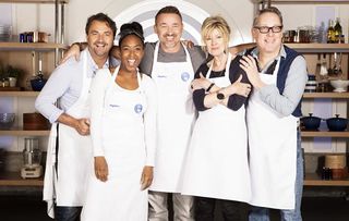 Henri Leconte, Angellica Bell, Stephen Hendry, Julia Somerville and Jim Moir are first up in the Masterchef kitchen