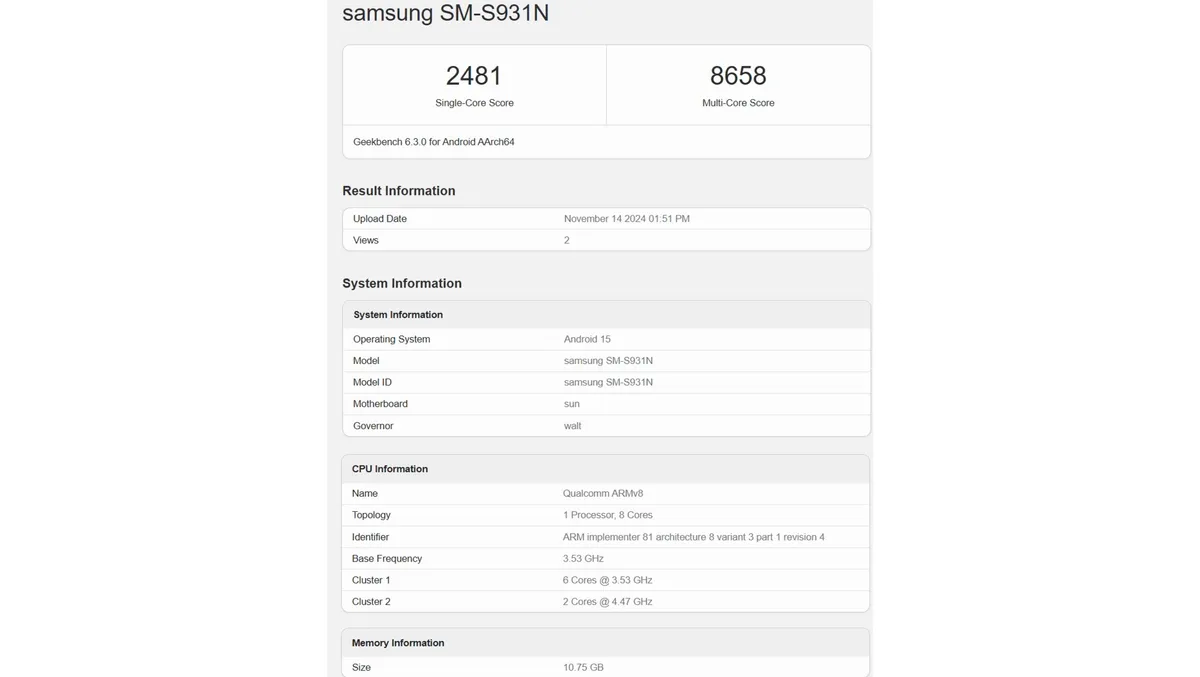 Hasil Geekbench