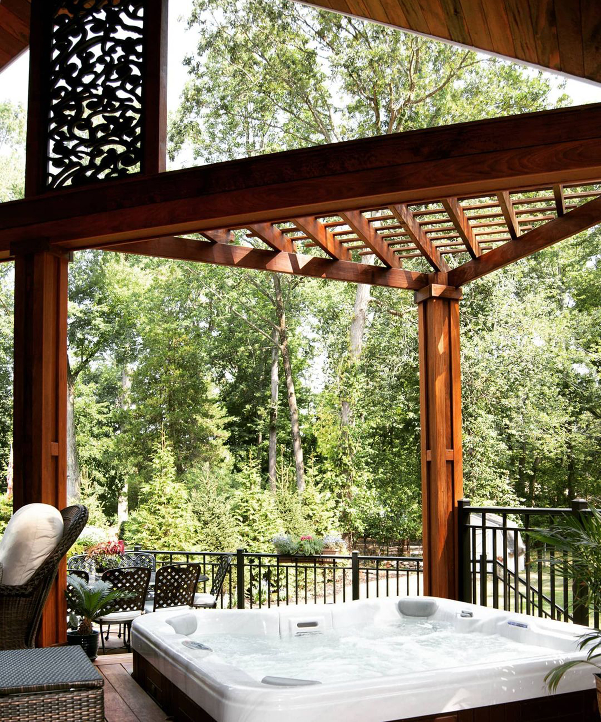 A deck idea using Ipe and Tigerwood and sunken hot tub design