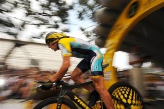 USA's Lance Armstrong (Astana) starts stage one of the ttt in mmm.