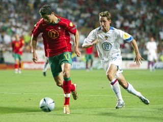Cristiano Ronaldo in action for Portugal against Russia in 2004.