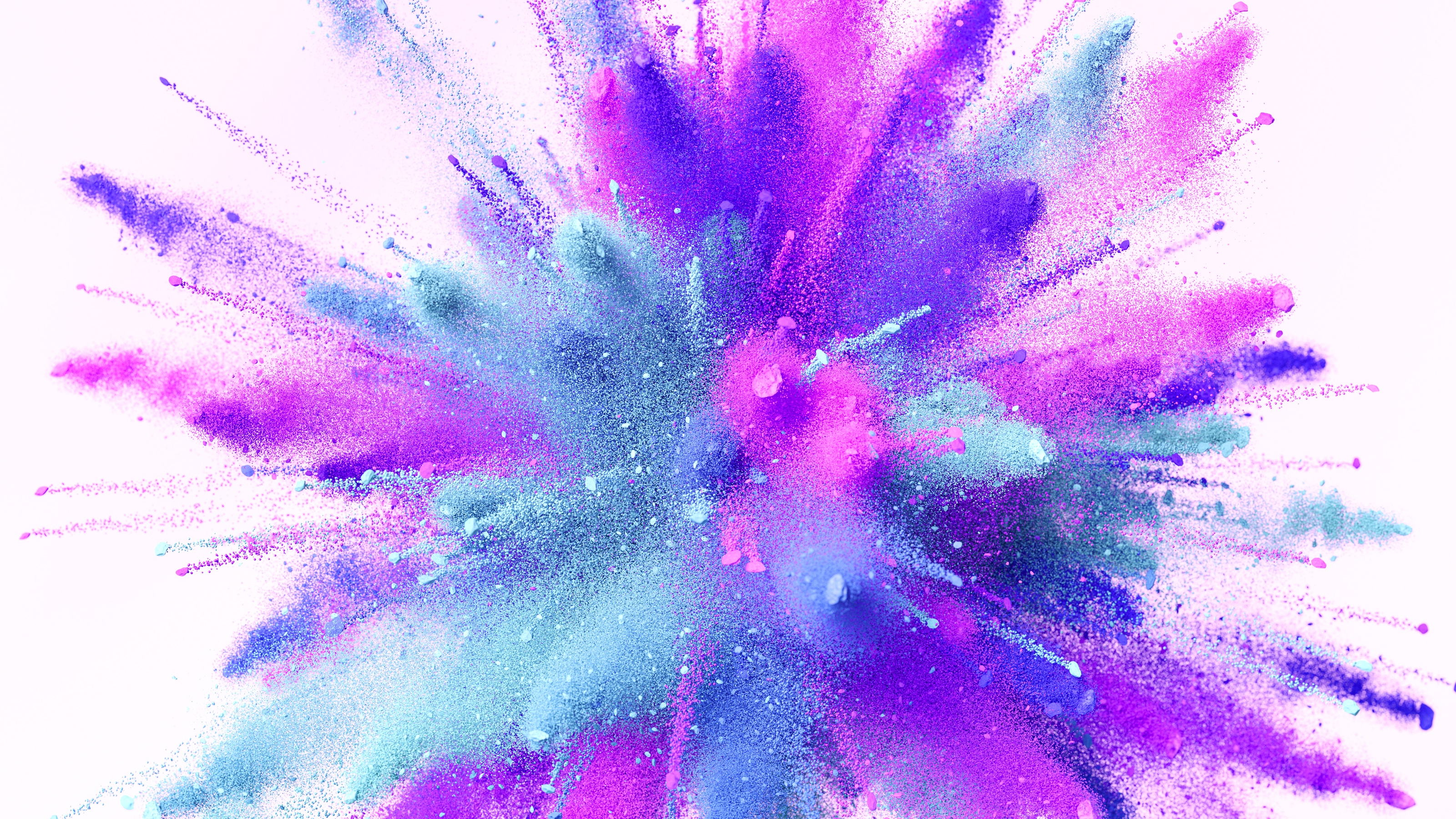 Blue, pink and purple powder explodes.