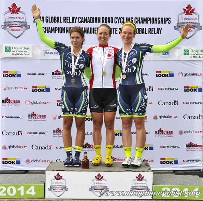 Women's podium: Jasmin Glaesser, Leah Kirchmann, Anika Todd