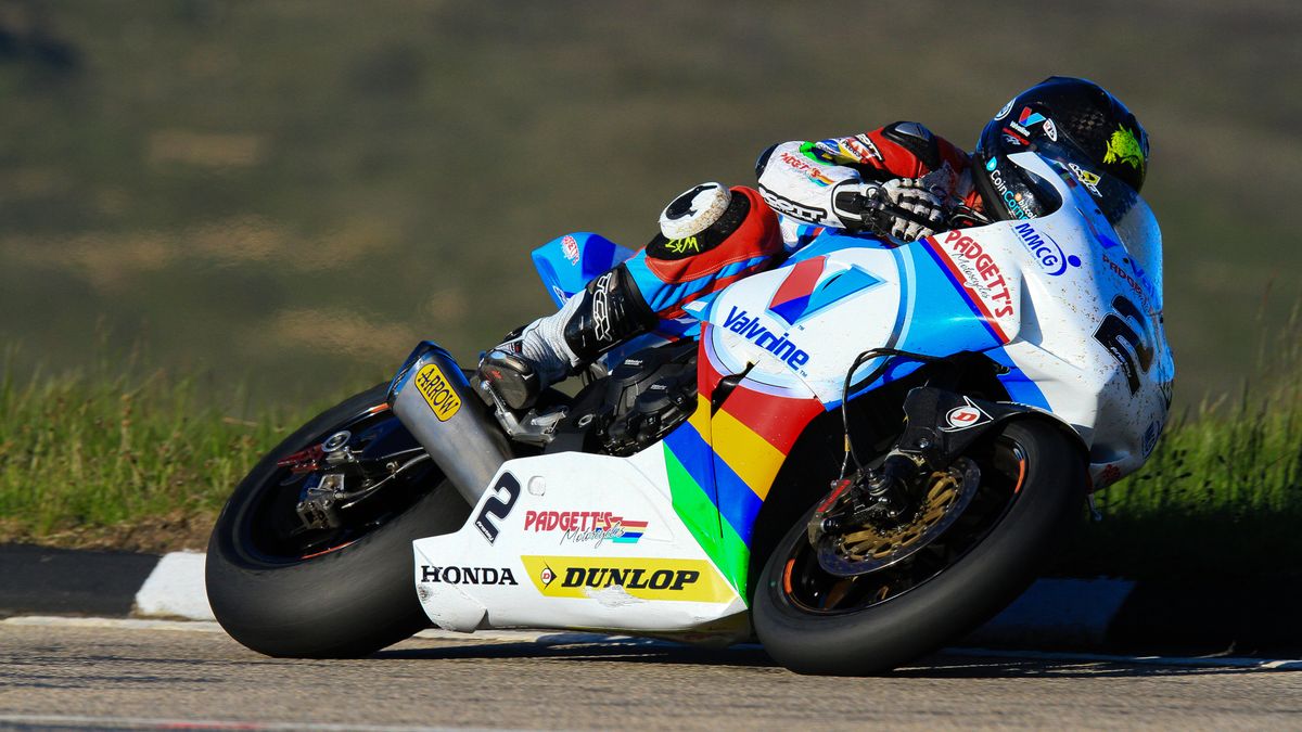 Rider practises on the mountain course of the Isle of Man TT