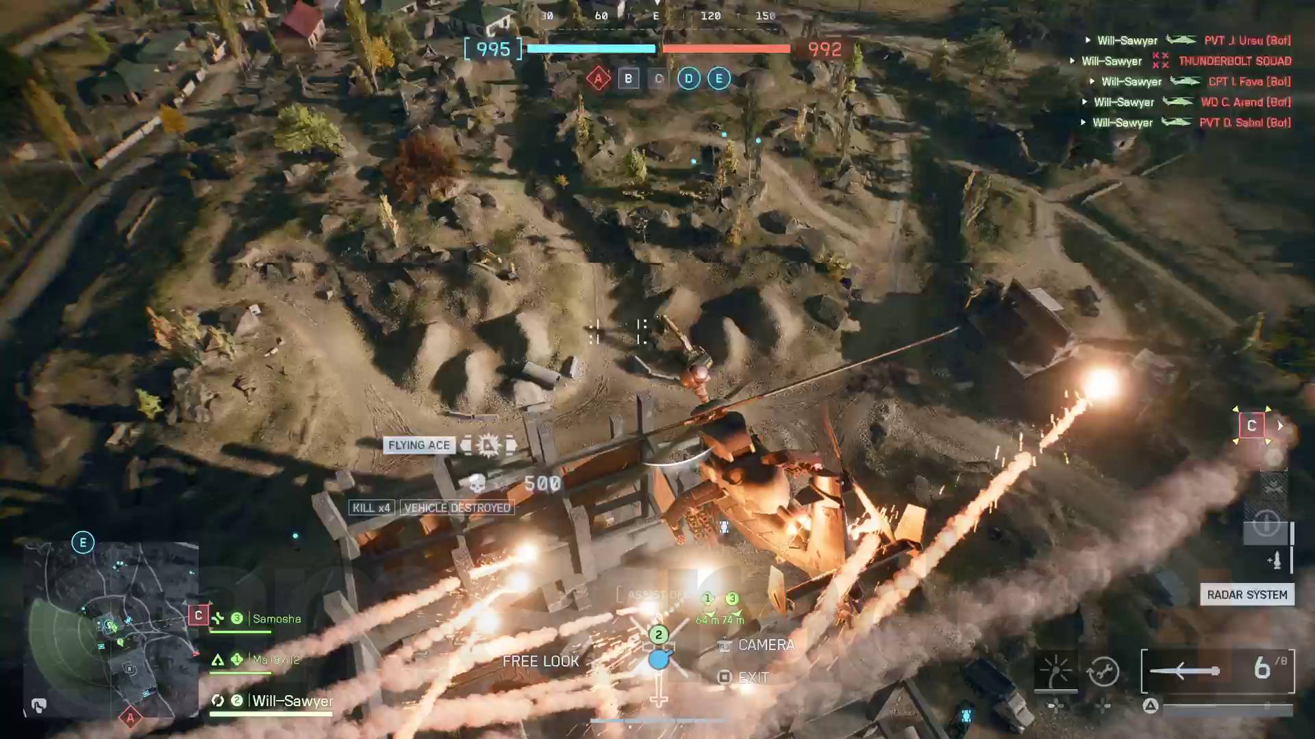Battlefield 6 flying helicopter and deploying flares to evade