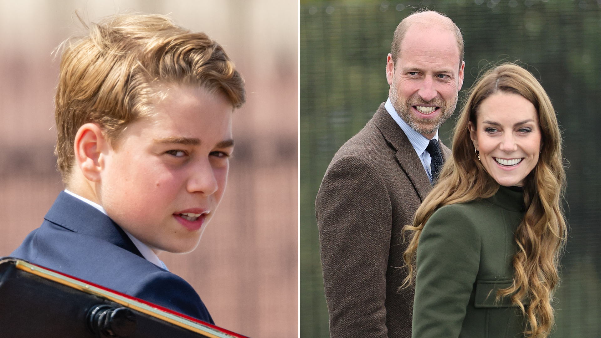 Prince George wears a navy suit to attend Trooping the Colour 2026 and has floppy dark blonde hair
