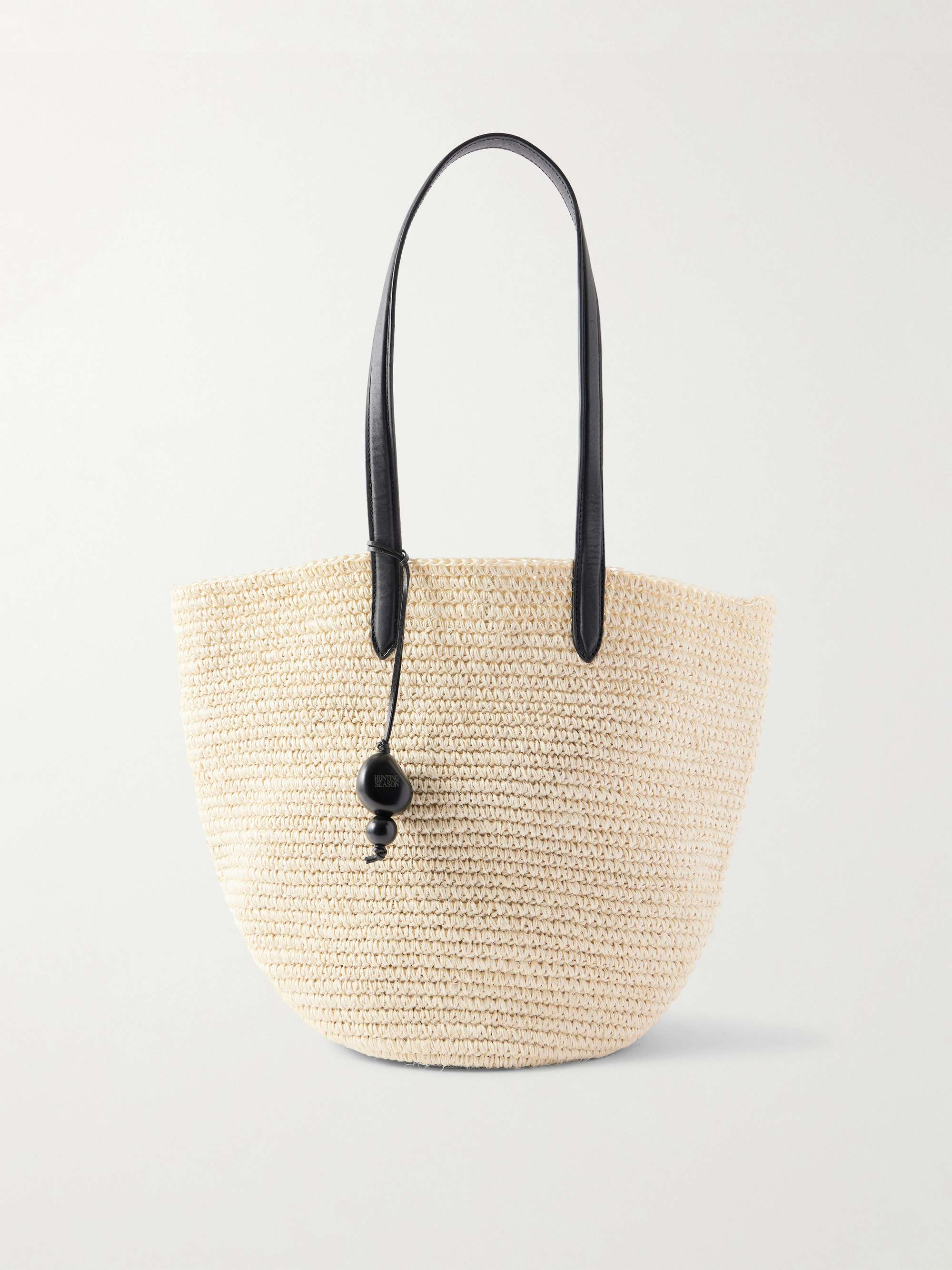 Market Leather-Trimmed Woven Raffia Tote