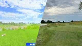 A side-by-side of hole 3 at The Glen in Golf VX's new sim and real life.