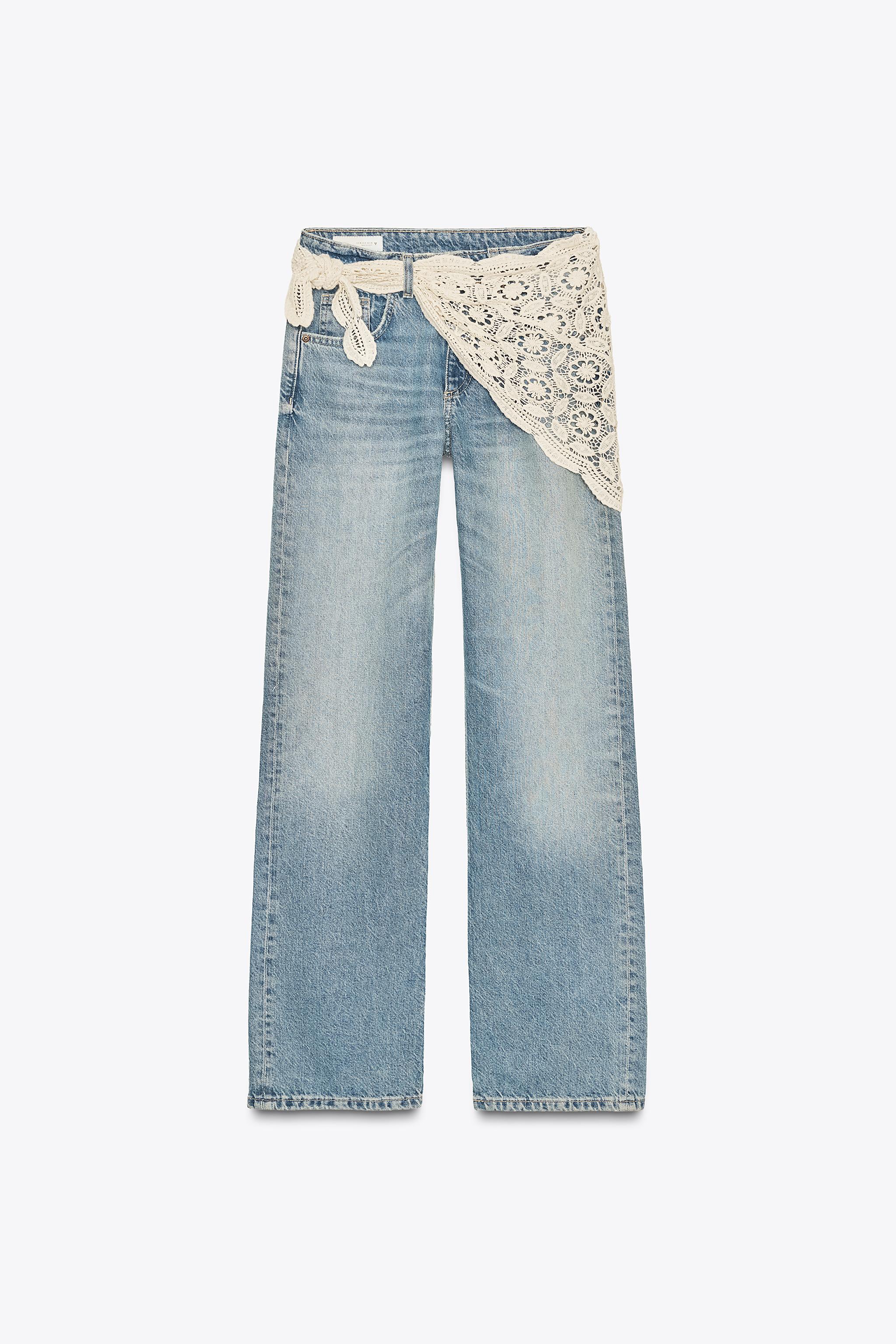 Trf Mid-Rise Wide Leg Scarf Jeans