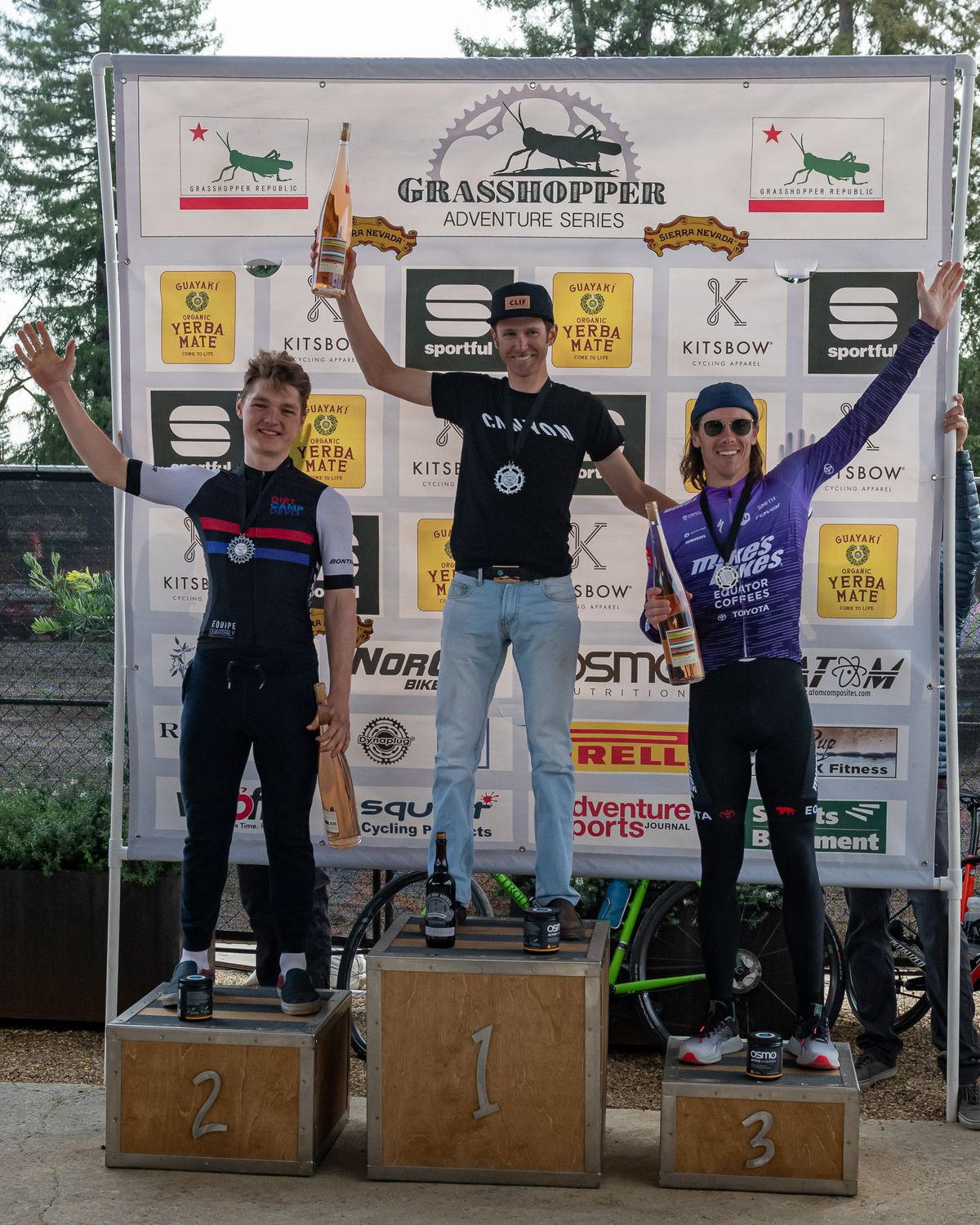 The podium: Peter Stetina, Sandy Floren and Colin Joyce