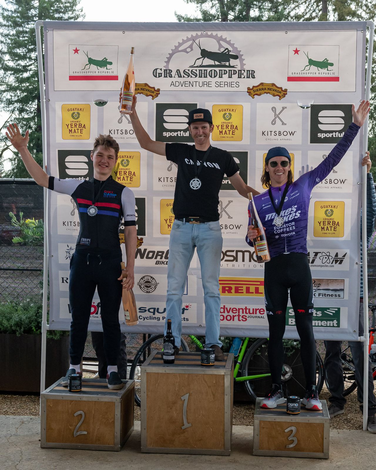 The podium: Peter Stetina, Sandy Floren and Colin Joyce