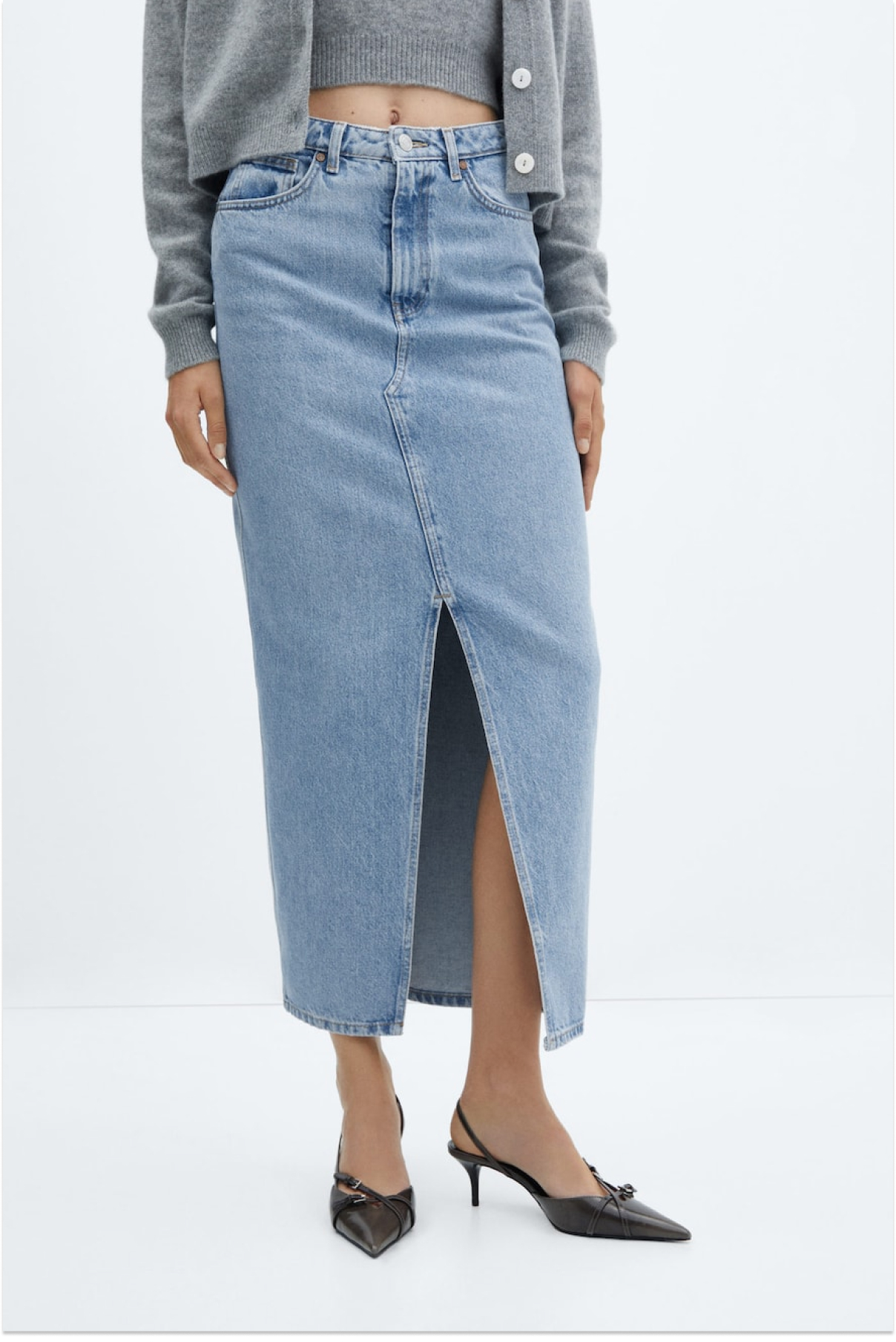 Mango Slit Denim Skirt