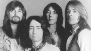 Bad Company pose for a photo that appeared in the gatefold sleeve of their 1974 debut album. (from left) Boz Burrell, Rodgers, Mick Ralphs and Simon Kirke
