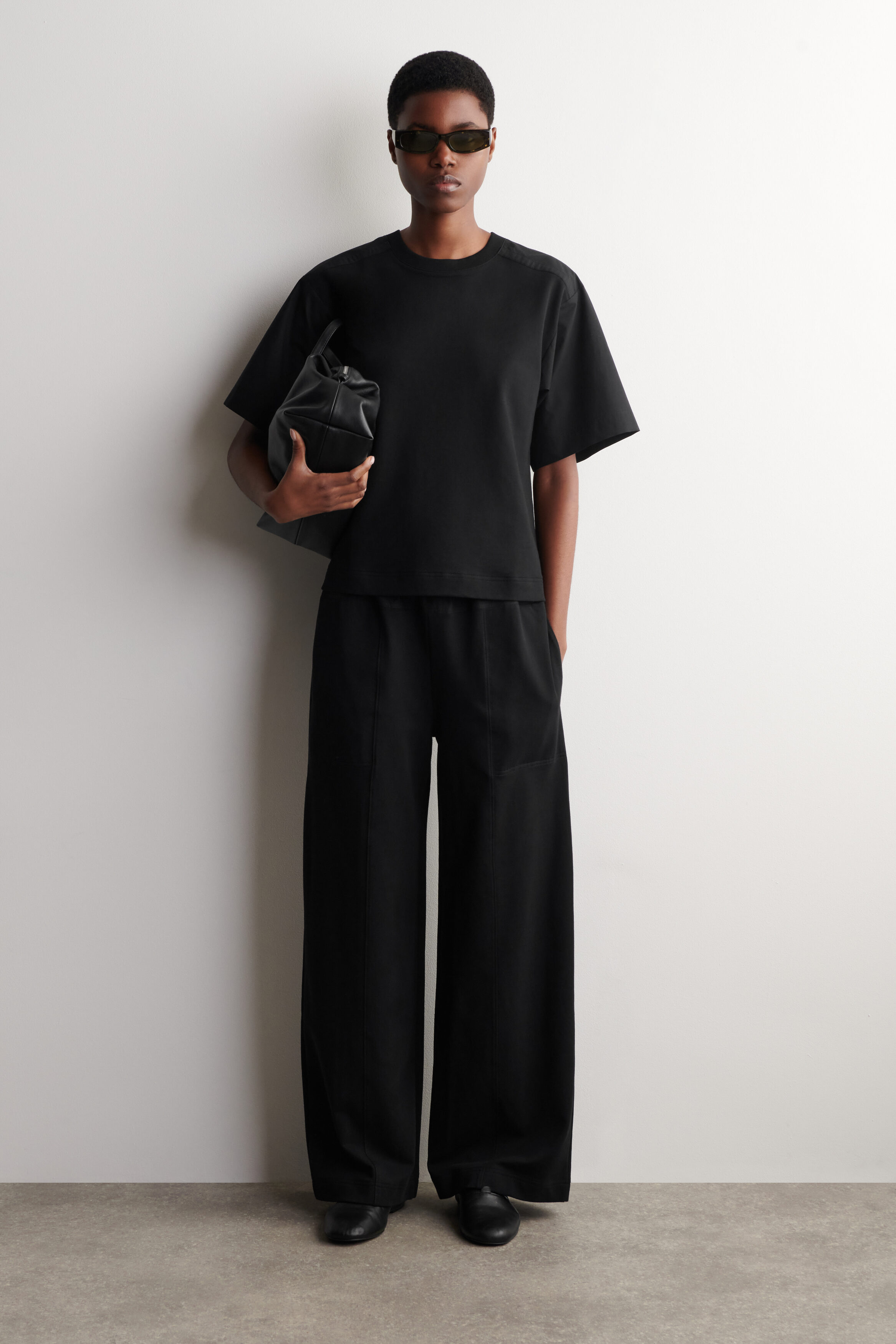 Poplin-Panelled Jersey Pants