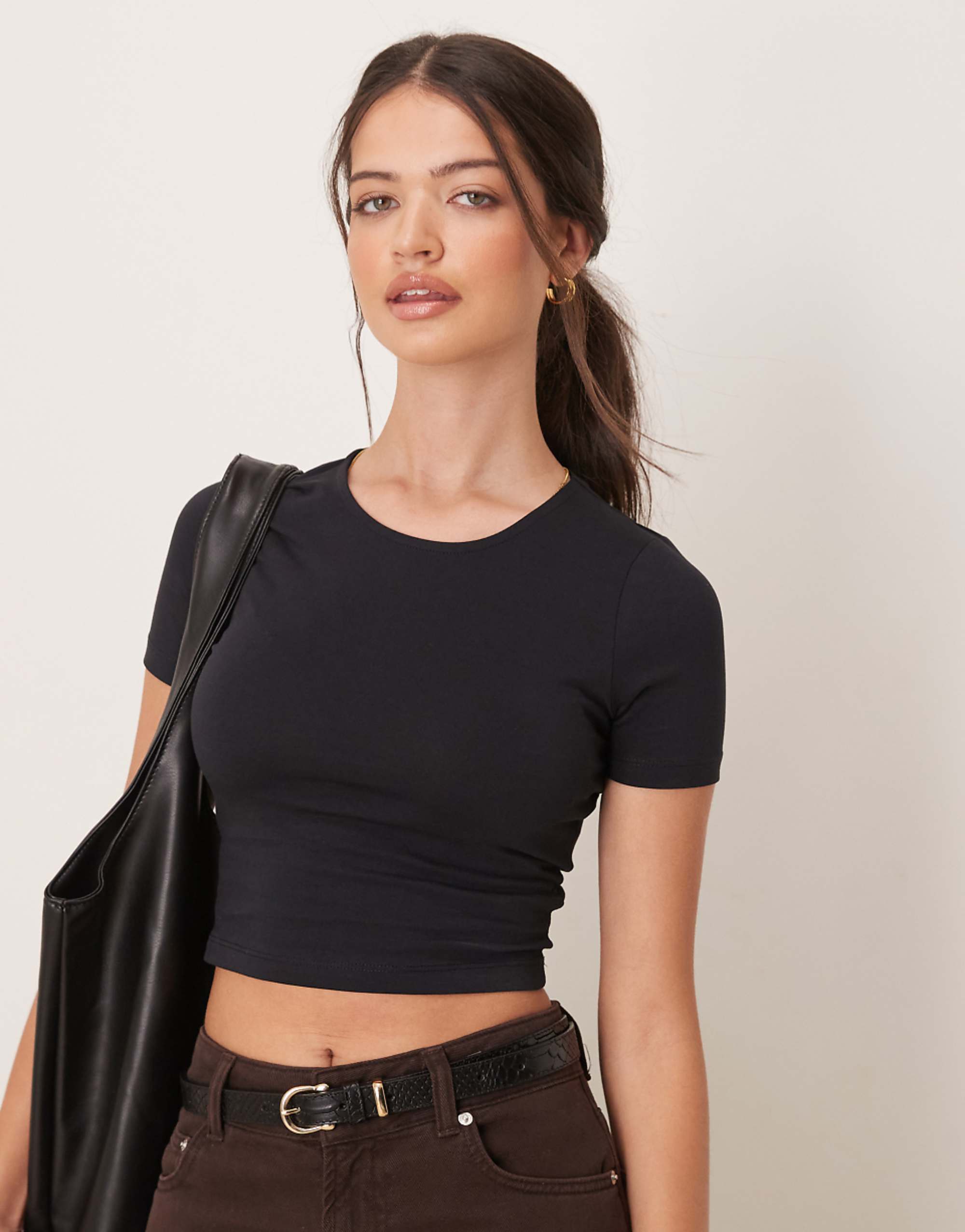 Asos Design Fitted Crop T-Shirt in Black