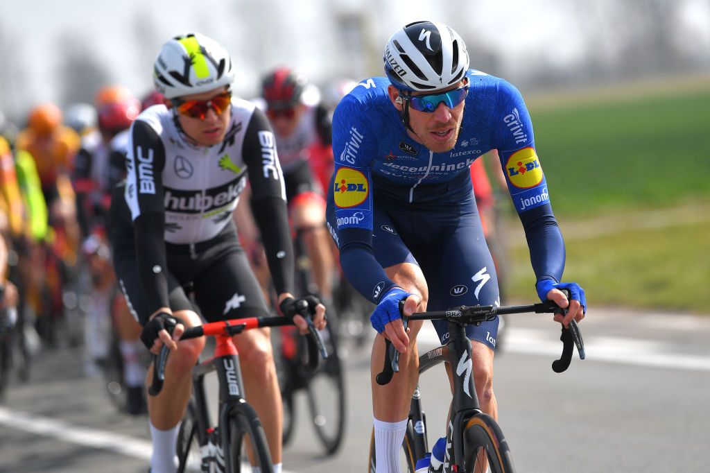 DE PANNE BELGIUM MARCH 24 Tim Declercq of Belgium and Team Deceuninck QuickStep during the 45th Oxyclean Brugge De Panne 2021 Men Classic a 2039km race from Brugge to De Panne OxycleanClassic on March 24 2021 in De Panne Belgium Photo by Luc ClaessenGetty Images