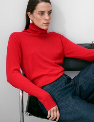 Pure Cashmere Roll Neck Jumper