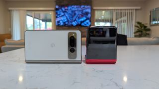 The Google Pixel Fold and the Motorola Razr Plus side-by-side