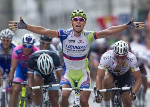 Peter Sagan (Liquigas-Cannondale) captures his second stage win of this Vuelta a Espana.