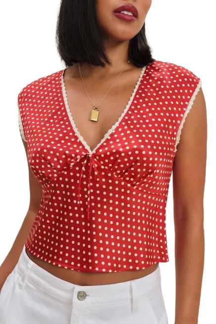 Reformation, Cherry Silk Top