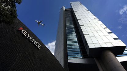 An aircraft flying over Keyence headquarters in Osaka © Yuzuru Yoshikawa/Bloomberg via Getty Images 