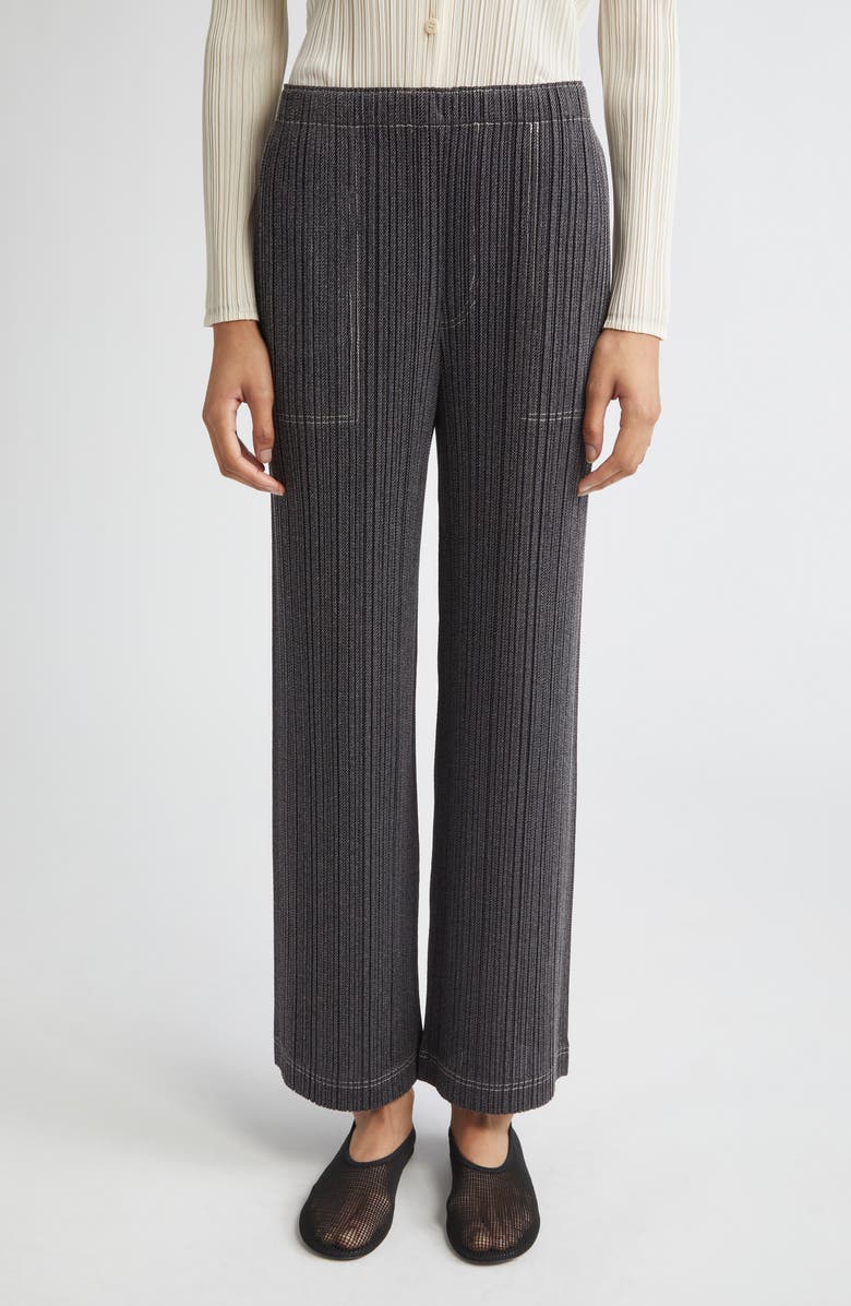 Trompe L'oeil Pleated Straight Leg Pants
