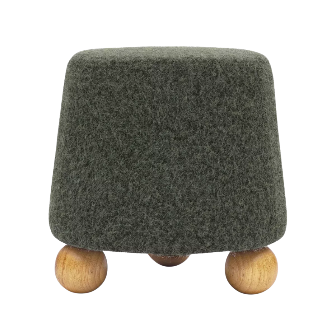 Jaine Loose Mohair Stool Forest Green