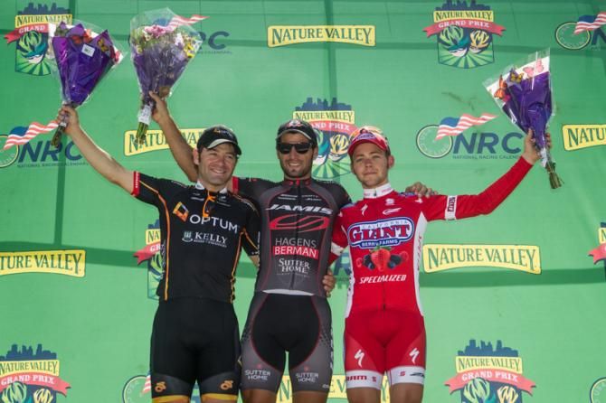 Men's podium for Stillwater Criterium (L-R): Mike Friedman, JJ Haedo and Jesse Goodrich