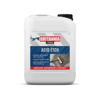 Britannia Paints Concrete Etch Primer Solution 5 Litre - Etches Smooth New or Old Concrete - Provides a Good Key for Floor Paint