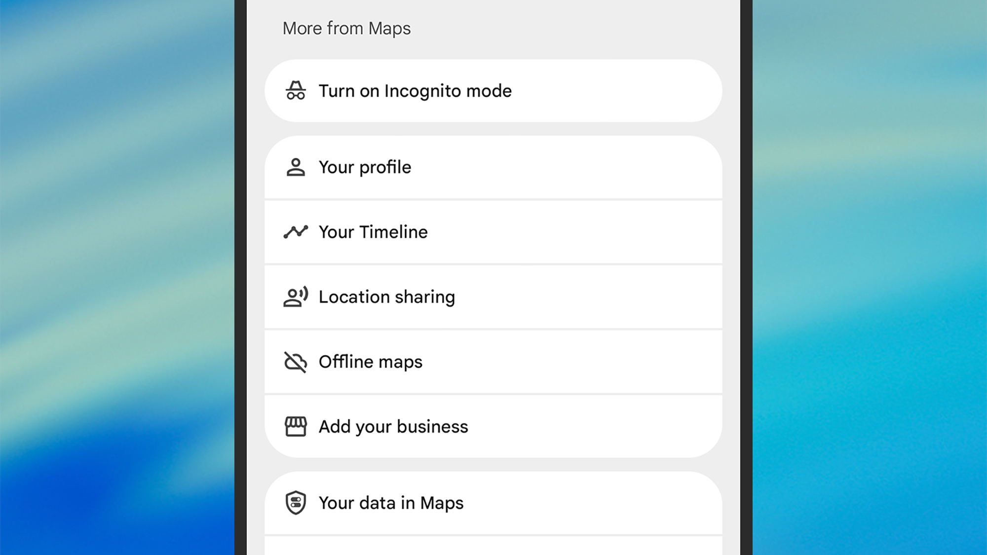 Google Maps incognito mode