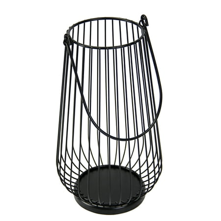 Mainstays 12" Black Metal Wire Candle Holder Lantern, Large