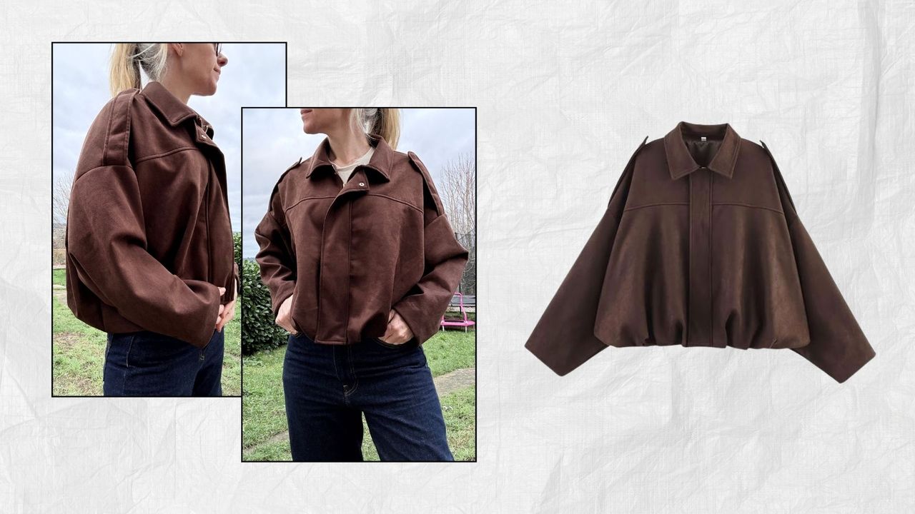 woman wearing suede like jacket with jeans outside