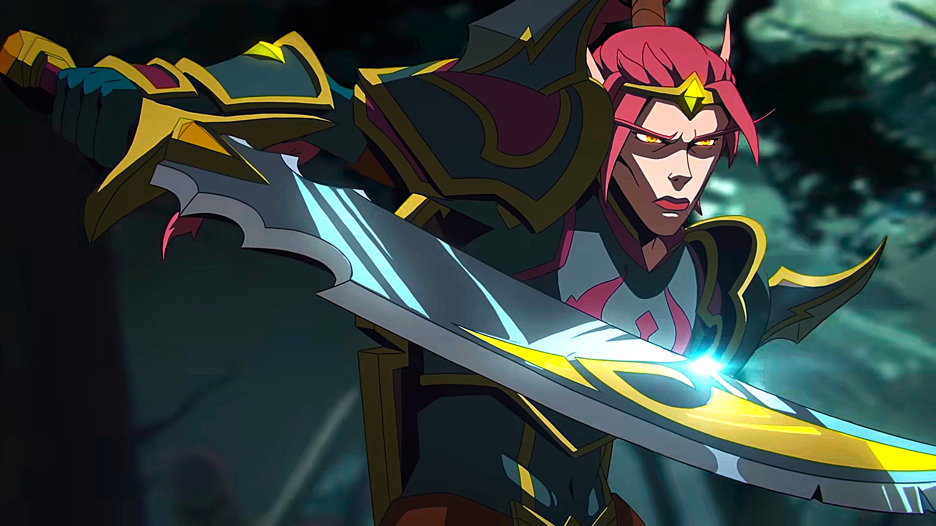 Edited screenshot of Liadrin from a World of Warcraft: Midnight animated short film