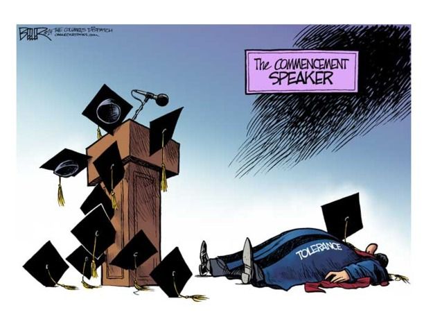 Editorial cartoon commencement speaker