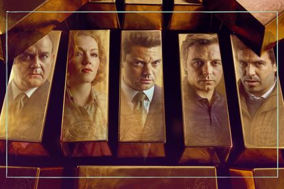 The Gold promo image of the cast with some gold bars to illustrate