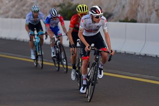 UAE Tour 2020 - 2nd Edition - 5th stage Al Ain - Jebel Hafeet 162 km - 27/02/2020 - Tadej Pogacar (SLO - UAE - Team Emirates) - Adam Yates (GBR - Mitchelton - Scott) - photo Dario Belingheri/BettiniPhotoÂ©2020
