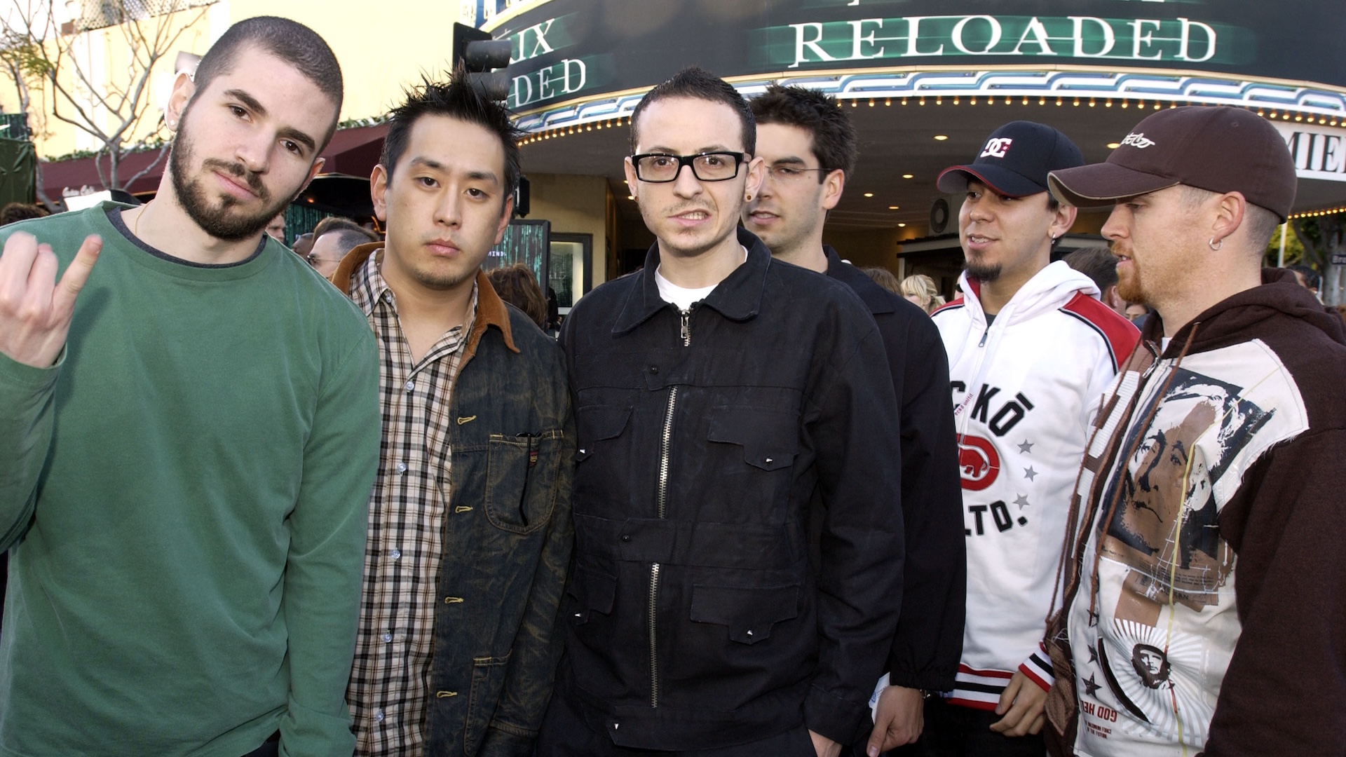 Linkin Park during "The Matrix Reloaded" Premiere - Black Carpet at Mann Village Theater in Westwood, California.