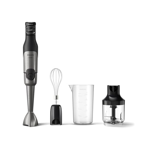 Philips 5000 Series Hand Blender - 1200w Power. Promix Technology. Led Speed Indicator. Effortless Control. Compact Design. Easy Clean. Beaker, Whisk, Compact Chopper (0,5l), Black (hr2683/00)