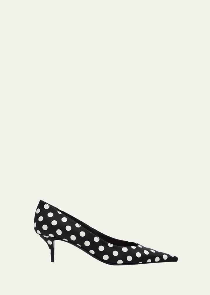 55mm Barbara Polka-Dot Satin Pumps