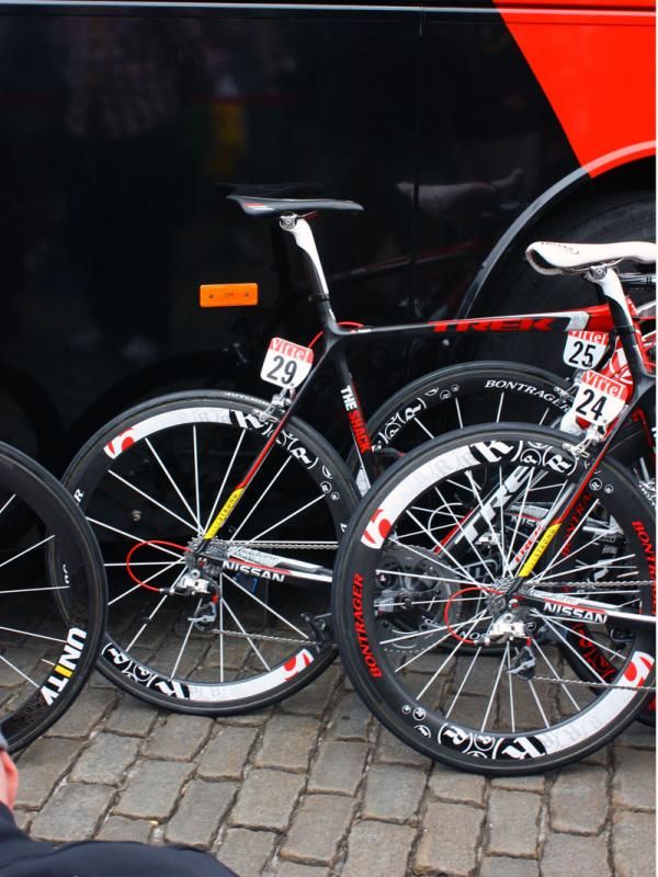 Team Radioshack is mostly using Bontrager carbon wheels in this year's Tour de France.
