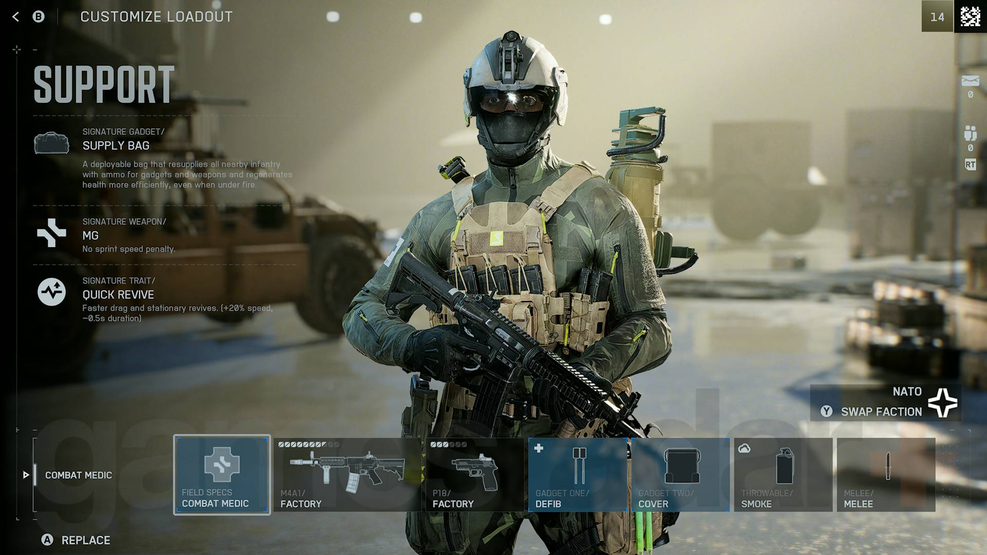 Battlefield 6 support class loadout menu