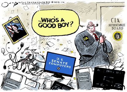 Political cartoon U.S. CIA spying