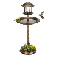 Wayfair Hiles Polypropylene Birdbath with Solar Light Wayfair Hiles Polypropylene Birdbath with Solar Light