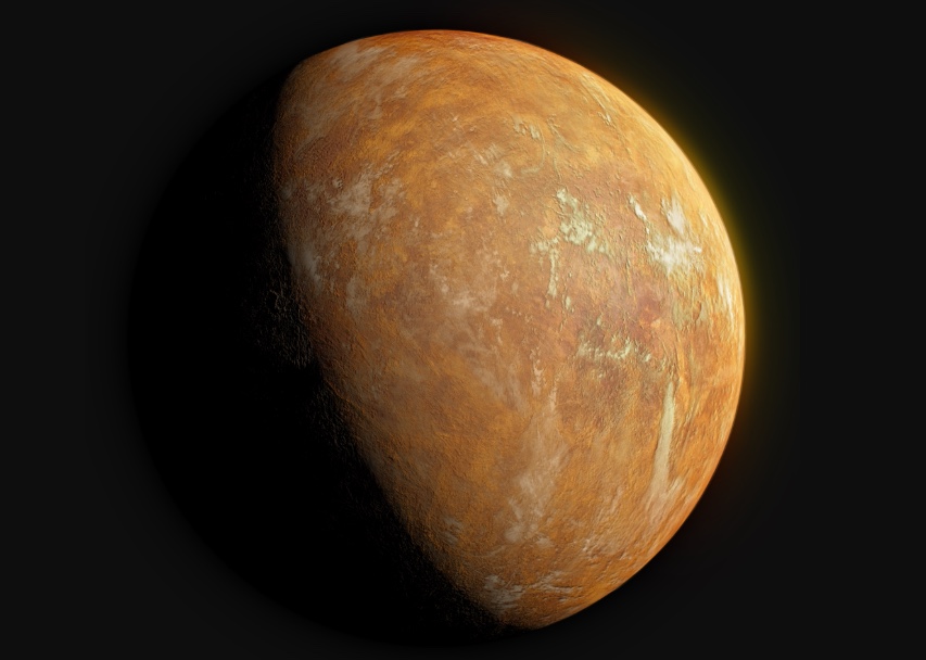 Künstlerische Darstellung von Barnards Sternplaneten im orangefarbenen Licht des Sterns.