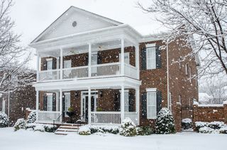 A home covered in snow