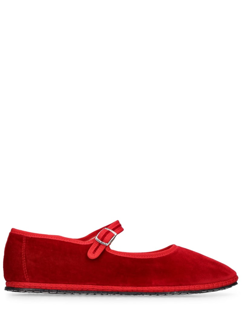 Vibi Venezia, Mary Jane Rosso Velvet Slippers