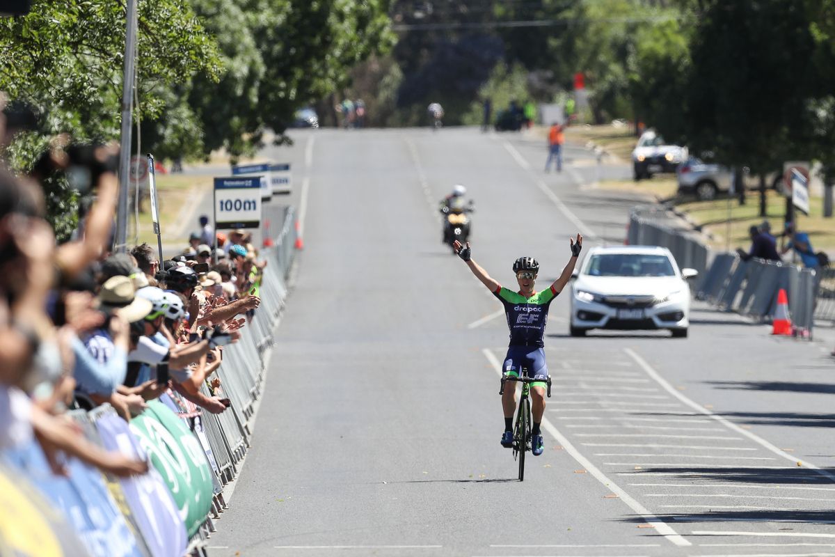 Cyrus Monk (Drapac EF p/b Cannondale Holistic Development Team) had plenty of time to celebrate his victory