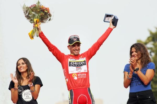 Juan Jose Cobo (Geox-TMC) on the final podium in Madrid.