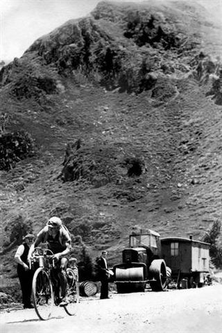 A rider tackles the Col du Tourmalet during the 1933 Tour de France.